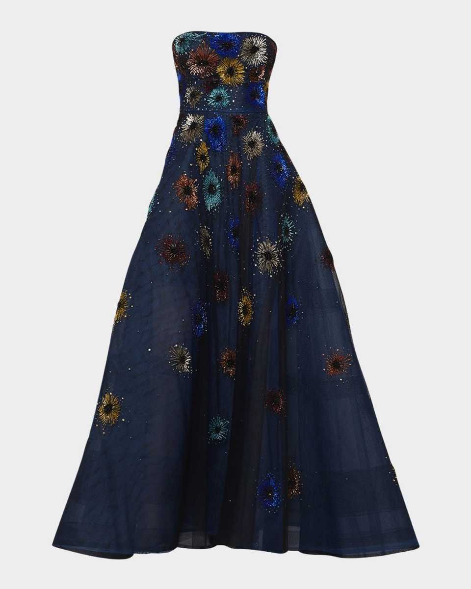 Quincy Strapless Embellished Tulle Gown
